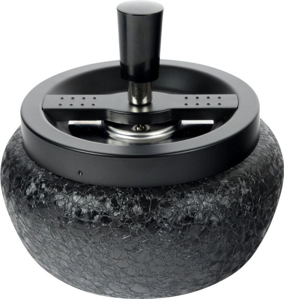 Großer Drehaschenbecher 13cm schwarz Crackle Produktbild 