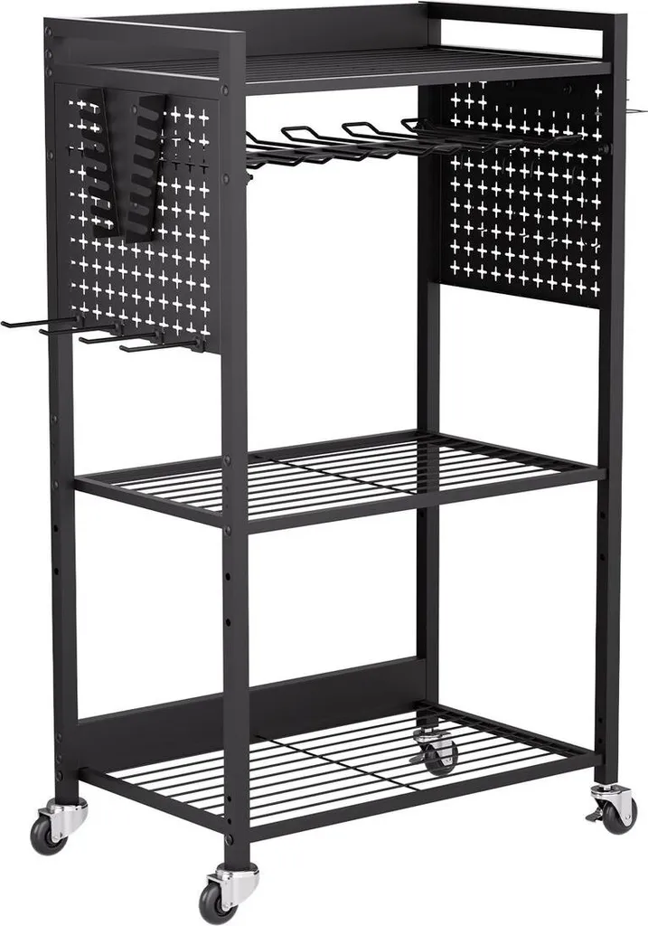 Chariot de rangement 4 niveaux à grande capacité 150 lb avec roues fixes