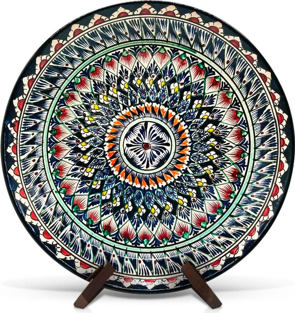 Lagan - Mechrob SCH1-1, Keramik, Handarbeit, Ø 37 cm Glasur Teller Handarbeit Oriental Usbekische