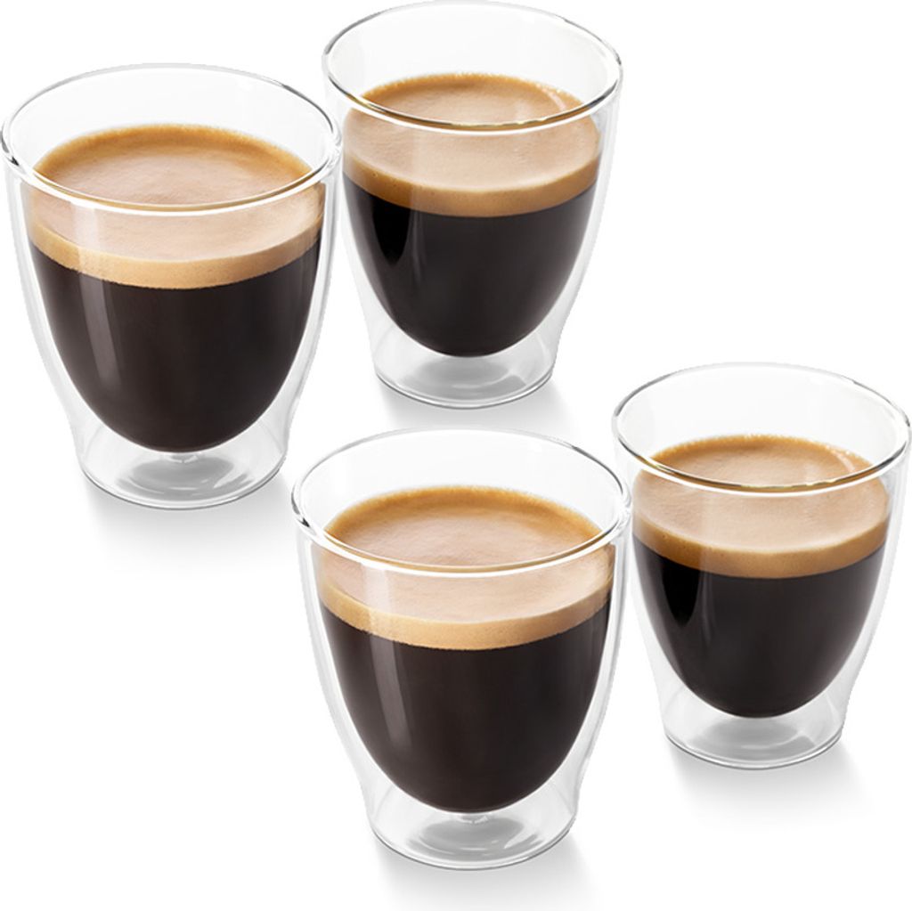 Tchibo Caffè Crema Gläser im 4-er Set, doppelwandig im modernen Design, heiß und kalt genießen