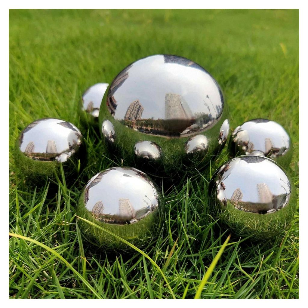 7 Stück Edelstahl Gartenkugel Spiegelpoliert Hohlkugel Sortiert Silber Teichkugeln - Reflektierende Gazing Ball für Hausgarten Miniteich Dekorati...