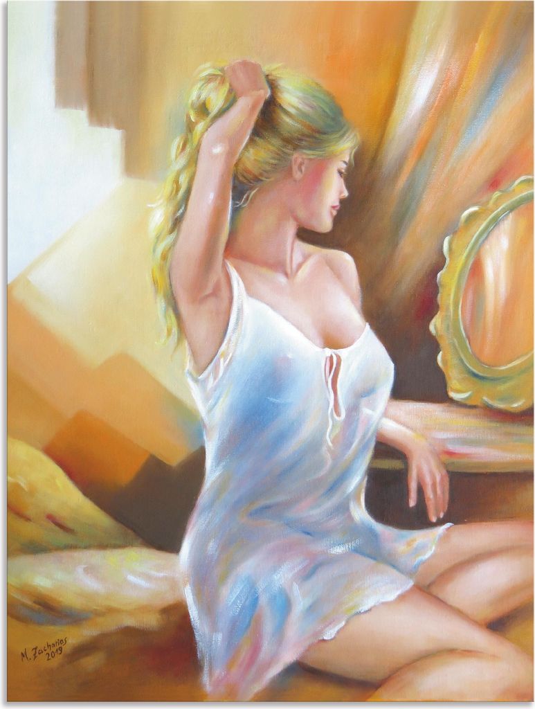 ARTland Wandbild Alu für Innen & Outdoor Sexy Frau am Spiegel Größe: 30x40 cm