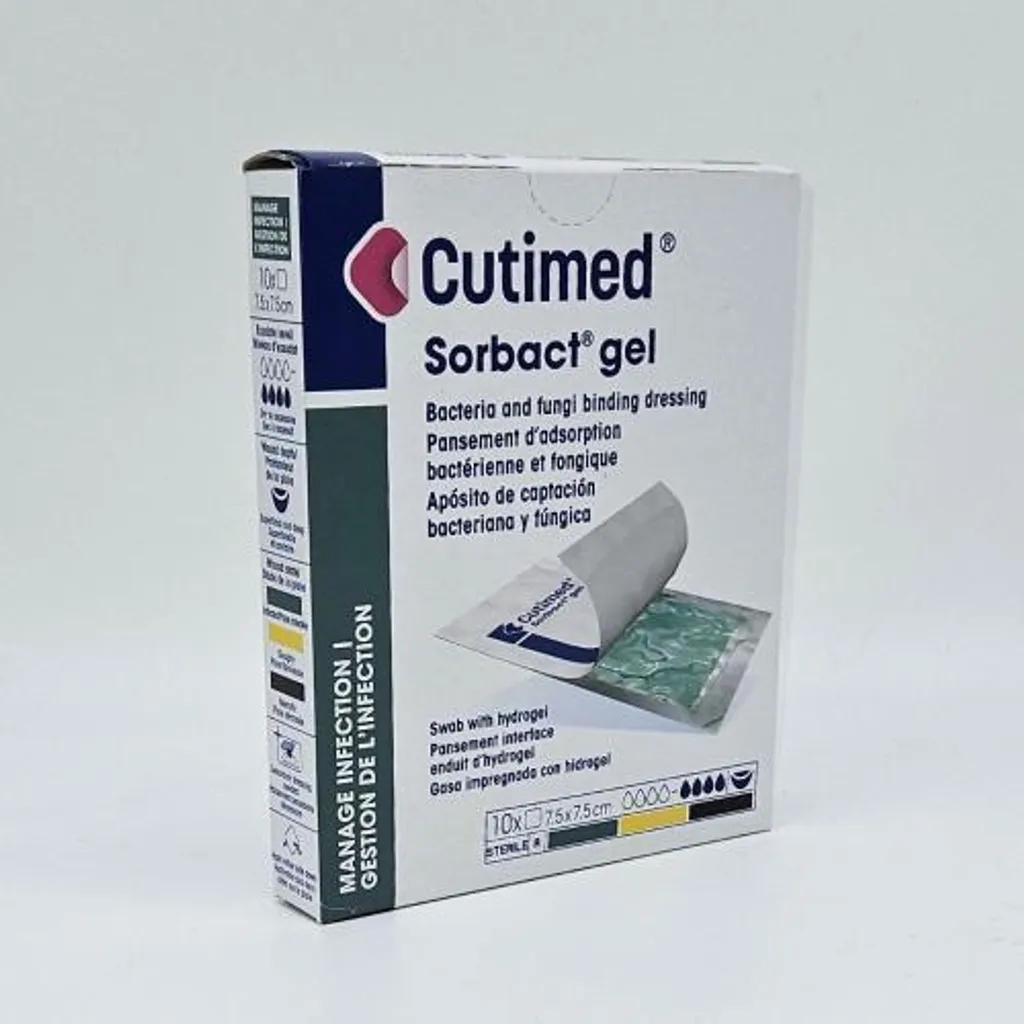 Soin des plaies humides Cutimed Sorbact Gel 7,5x7,5 cm 10 pièces stérile