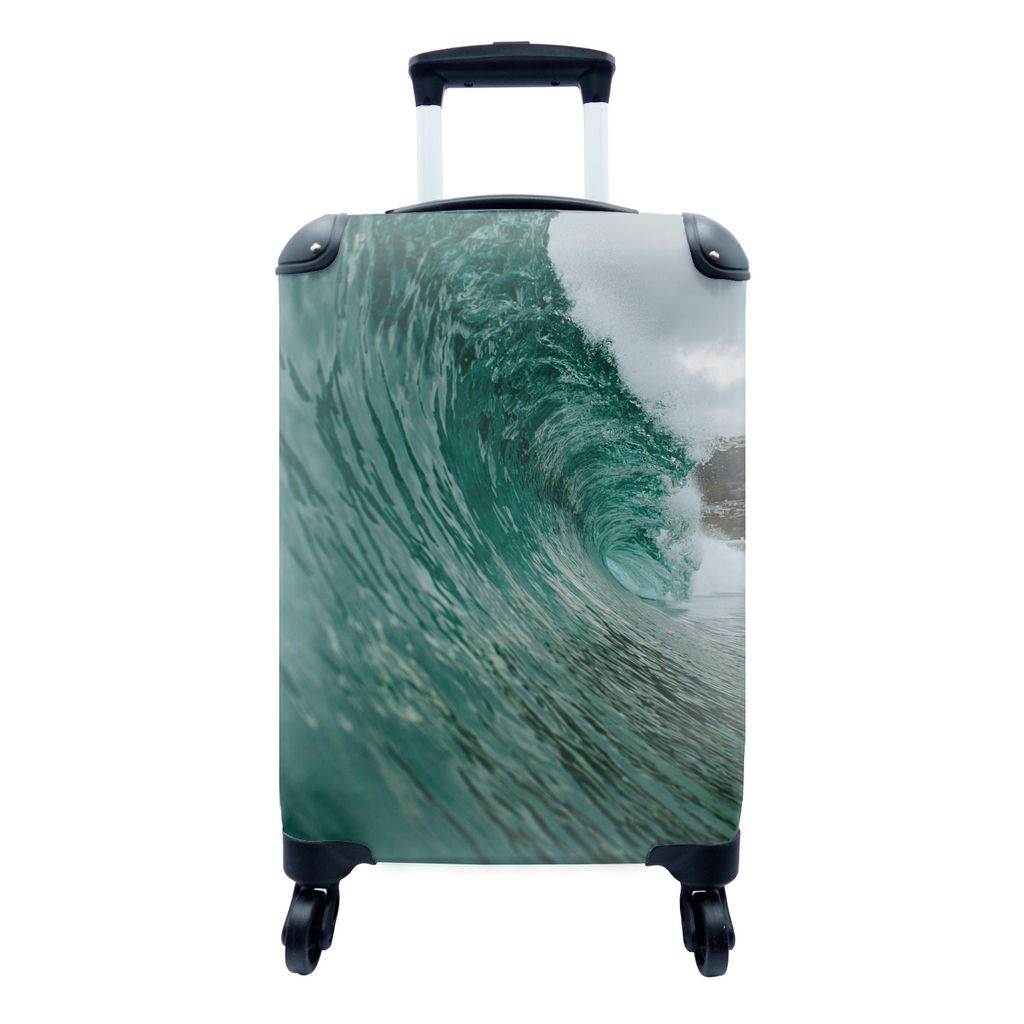 MuchoWow Koffer Handgepäck Trolley Rollkoffer Kleine Reisekoffer mit 4 Rollen - Brechende Welle im Pazifischen Ozean - Cabin Size < 55x40x23 cm ...