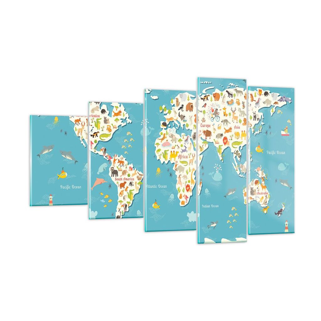 Bilder auf glas - Geographie Globus Grafik Illustration - 100x60cm - Glasbilder - Wandbilder - Kunstdruck - Wanddekoration aus Glas - Glas Bilder -...
