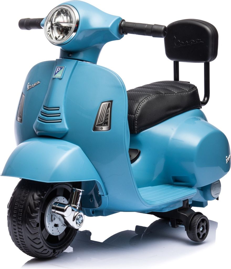 Vespa Elektroroller ab 18m Elektrofahrzeug Kinderfahrzeug Scooter mit Rückenlehne blau