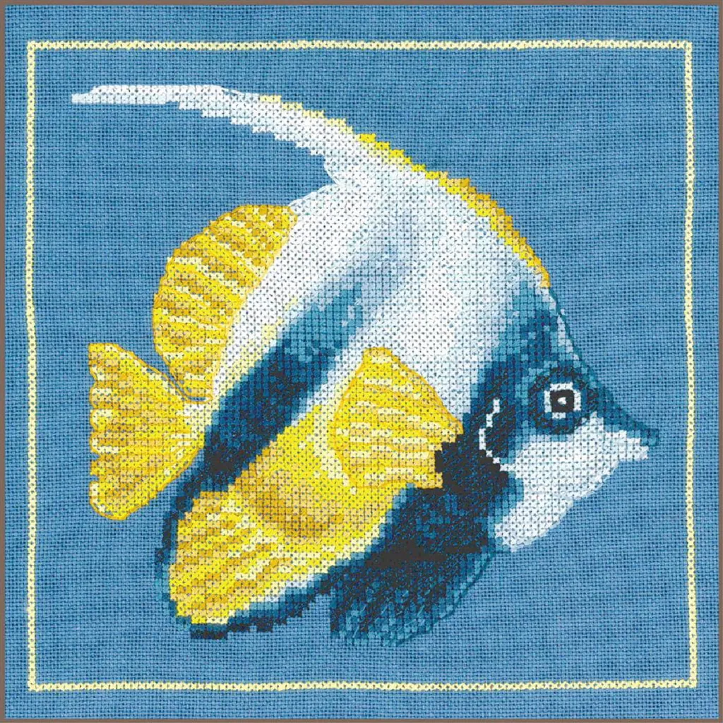 Broderie au point de croix Lanarte Poisson-Ange idéal pour tableau déco