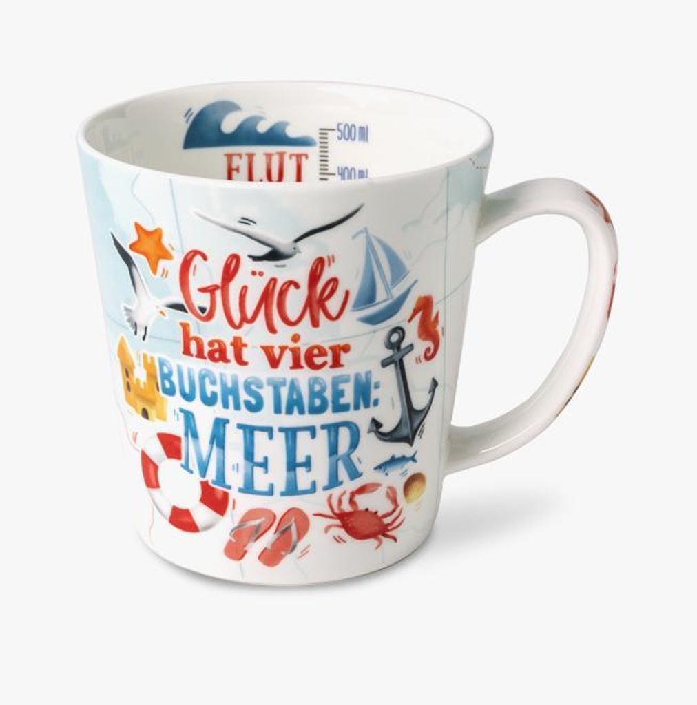 Kaffeebecher Meerglück, Kaffeetasse Tassen Teetassen Kaffeepott Henkelbecher Nordsee