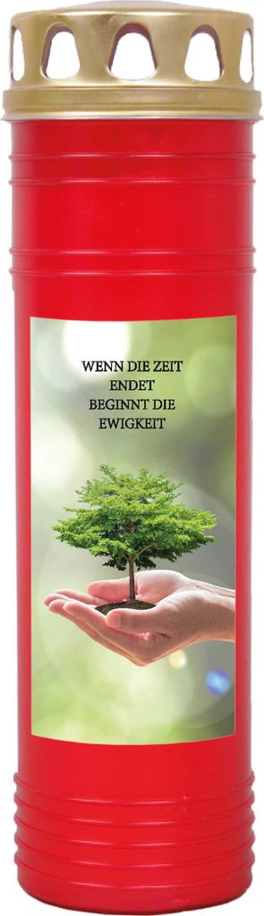 Grabkerze Rot, Brenndauer: 170 Stunden ( 7 Tage ), Motiv: Baum