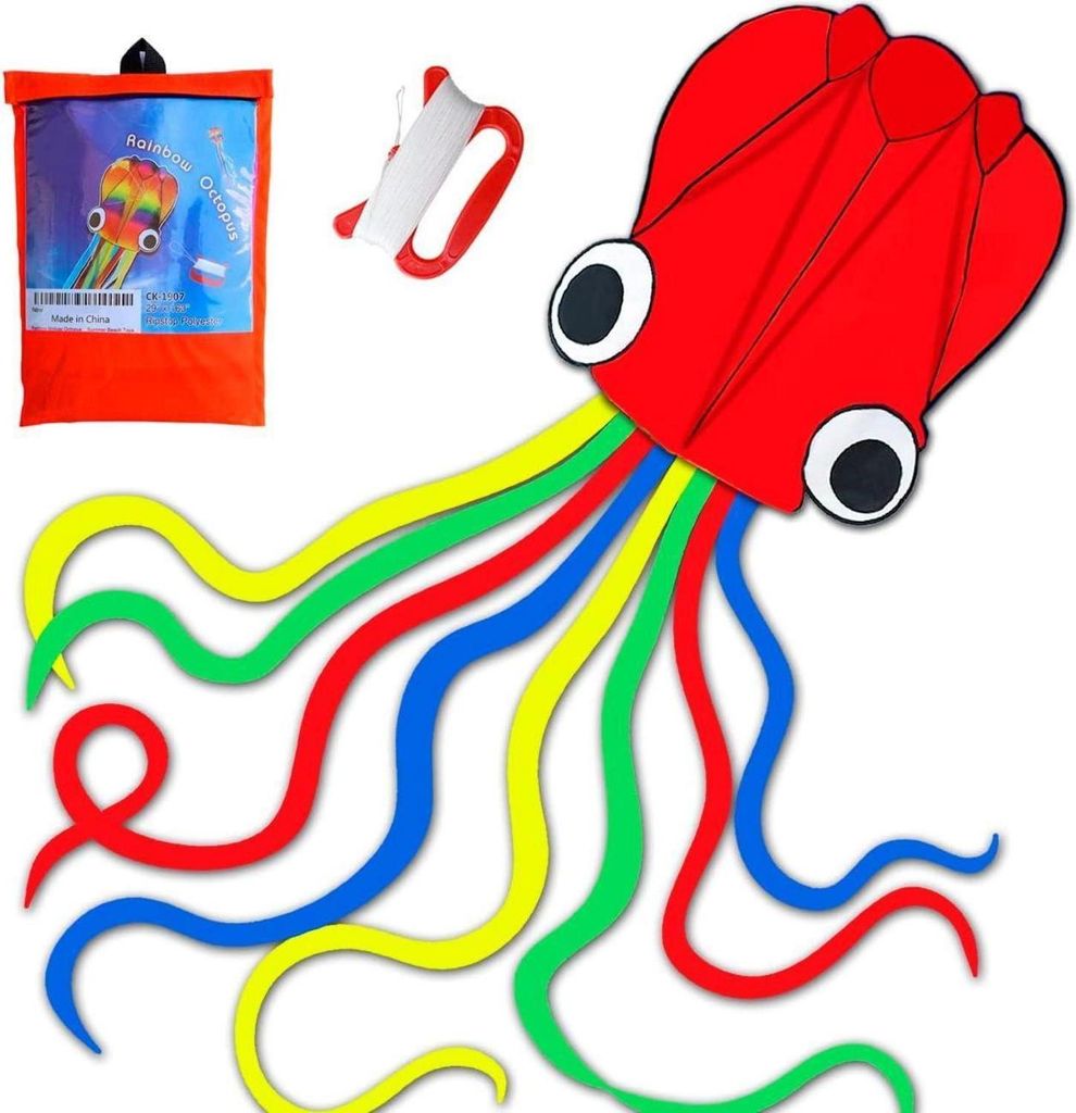 Aquilone polpo con linea per bambini rosso Immagine del prodotto 