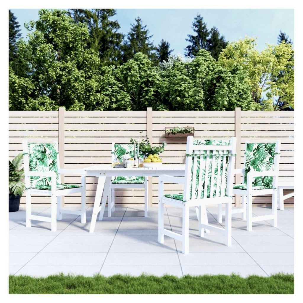 Niedriglehner-Auflagen 4 Stück Blattmuster Stoff, Liegenauflage, Auflage für Gartenliege, Sitzkissen für Gartenmöbel, Bankauflage, Stuhlauflage...