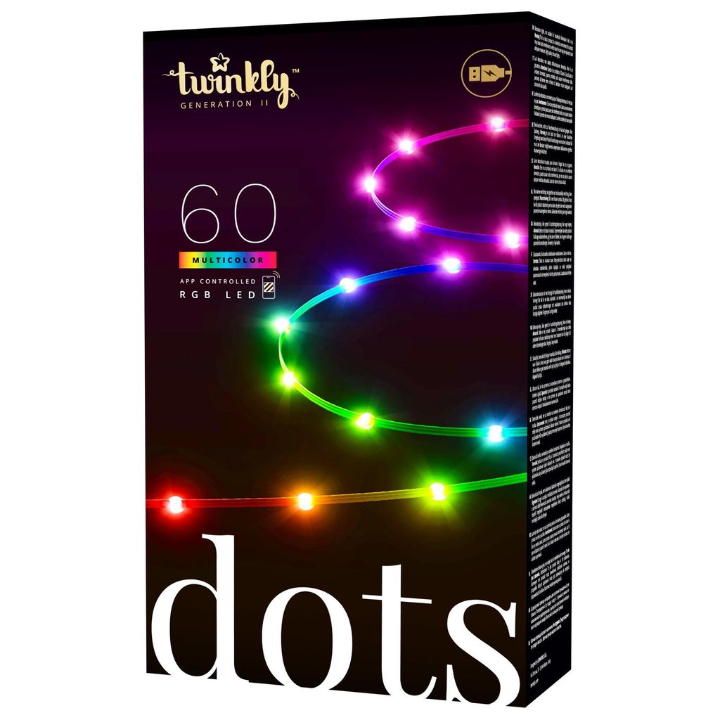 Twinkly Dots - App-gesteuerte LEDLichter LED-Girlande mit 60 LED RGB (16 Millionen de Farben) 3 Meter de cable transparent USB powered USB für Inn...