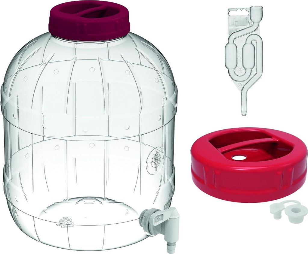 8 L Kunststoff (PET) Getränkespender mit Zapfhahn + Garröhrchen Wasserspender