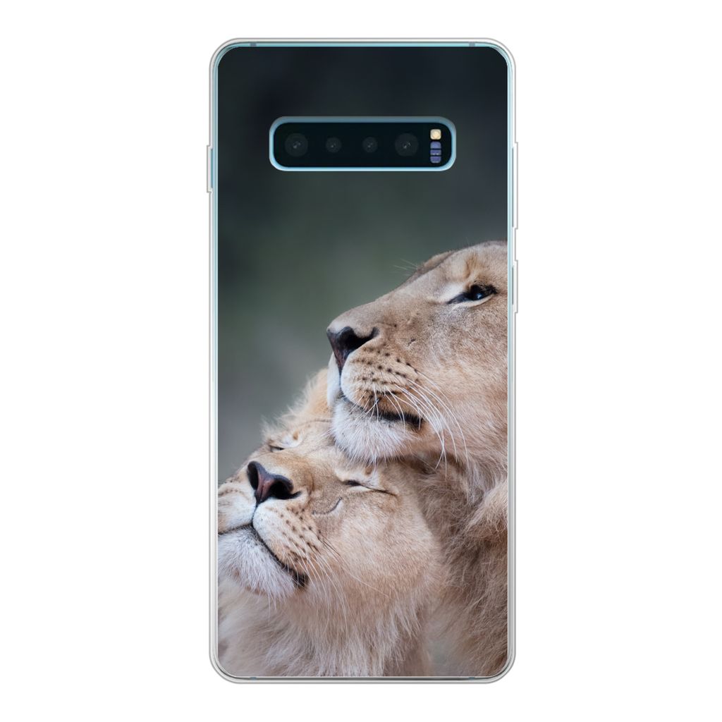 MuchoWow Handyhülle Schutzhülle Hülle für Samsung Galaxy S10 Plus Löwe - Wilde Tiere - Big Five Silikon Softcase Handy Hülle - Schutzhülle