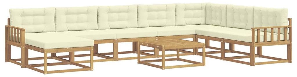 vidaXL Outdoor-Sofagarnitur 9 pcs Weiß und Creme