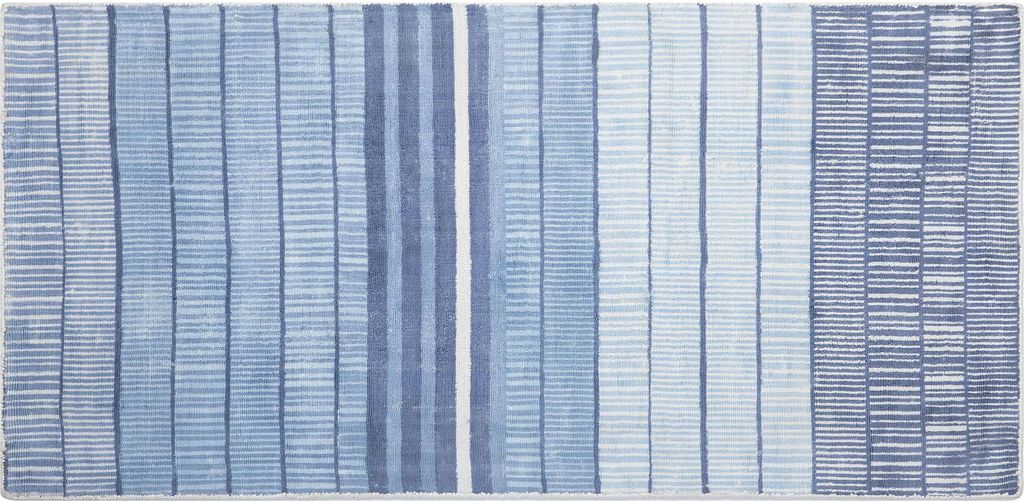 BELIANI Teppich Hellblau 80 x 150 cm Baumwolle Mit Streifen Kurzflor Handgewebt im Marinestil