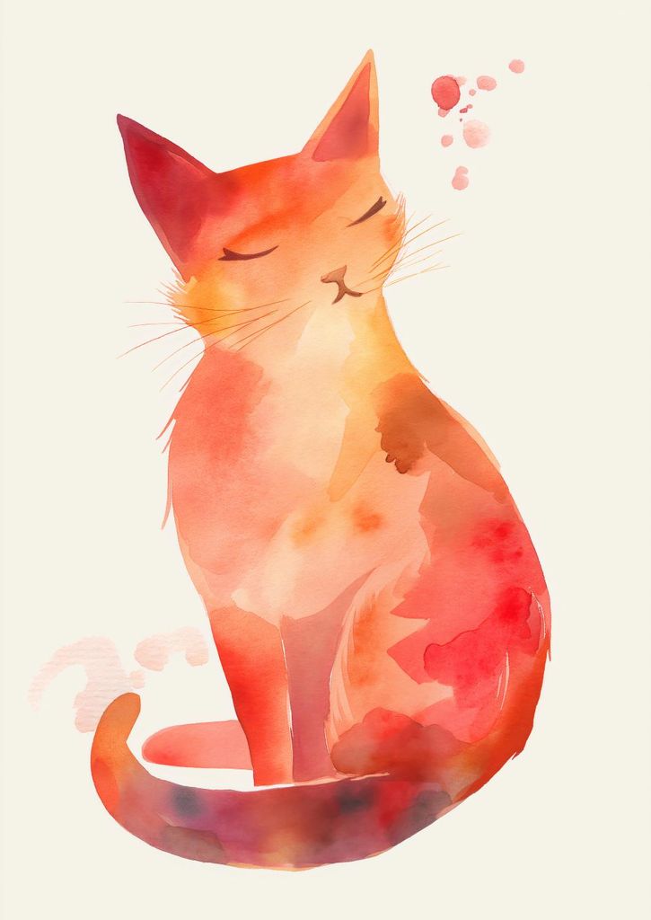 Plakat 29,7x42cm Aquarell Katze