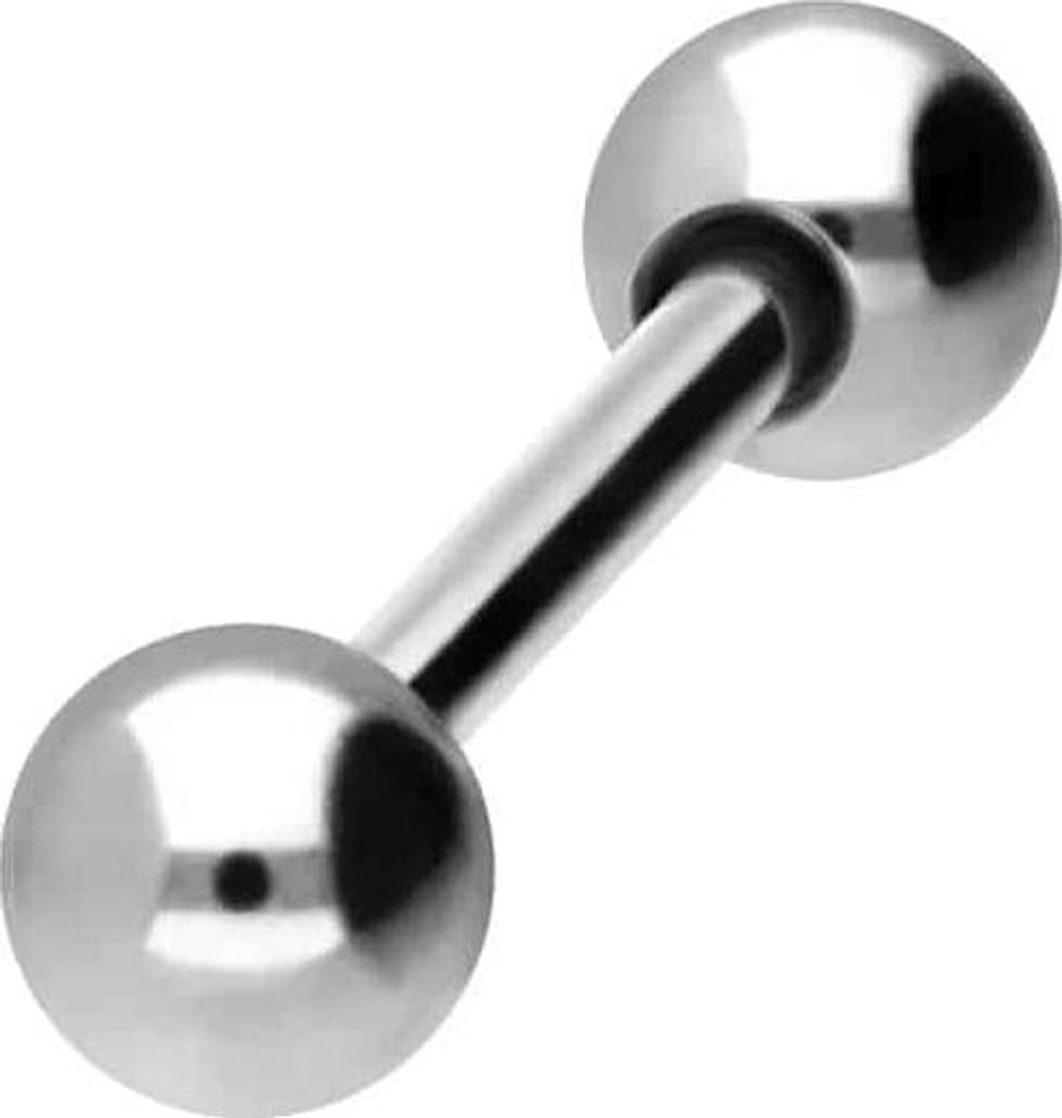 Zungenpiercing, Intim-Piercing Titan Barbell Silber Stablänge: 6mm + Stabstärke: 1mm + Kugelgröße: 3mm