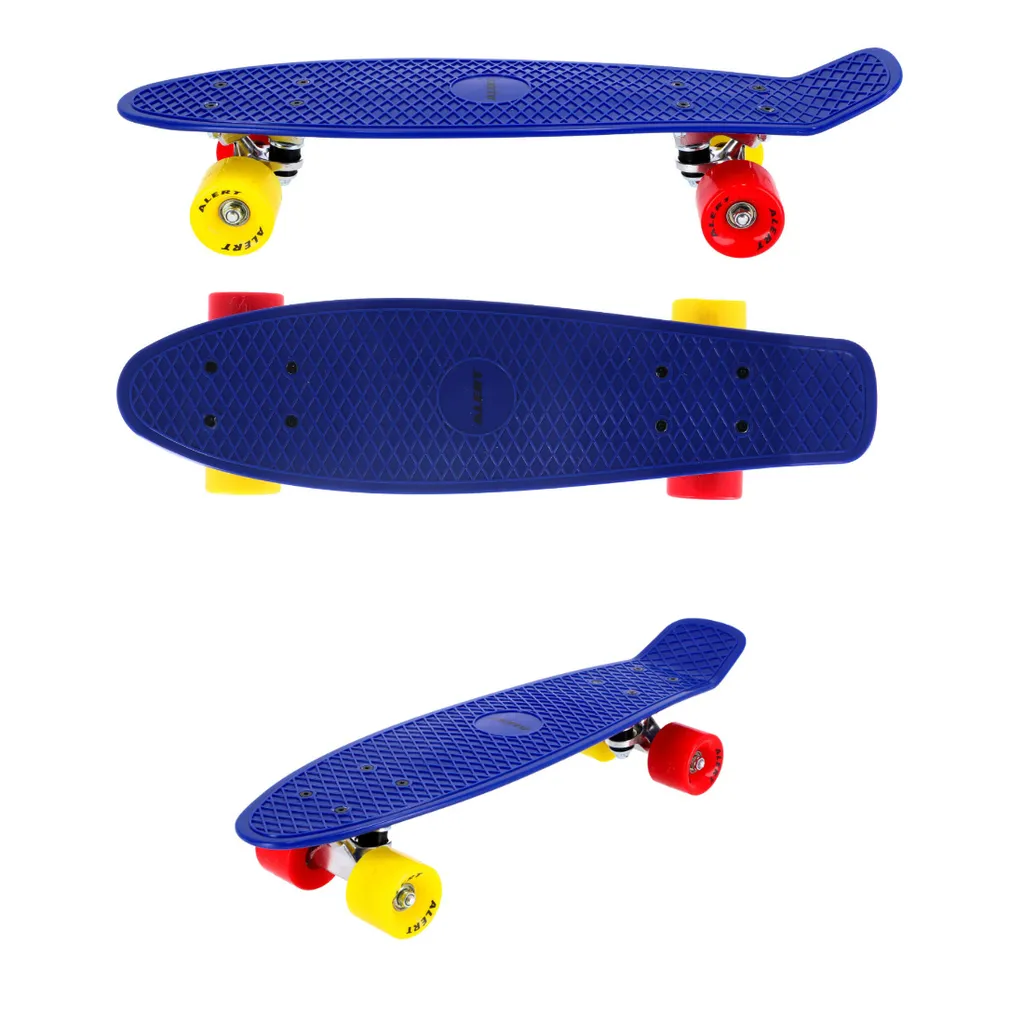 Mini skateboard Funboard 55cm pour enfant bleu avec roulements ABEC 7
