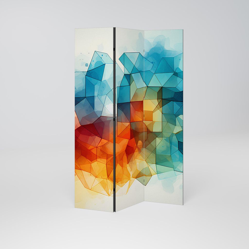 SpaceRebels Paravent Raumteiler - 3-teilig Raumtrenner, Druck 1-Seite - Raumtrenner - Trennwand Wohnung - Room Divider - Spanische Wand Deko Modern...