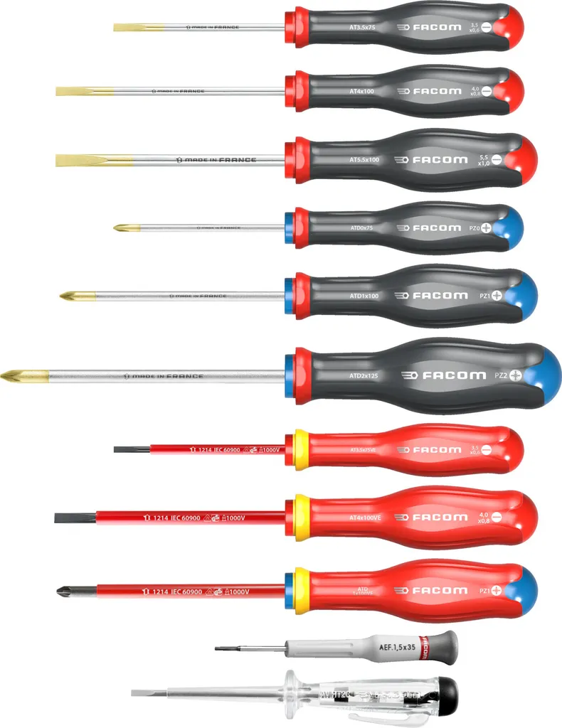 Coffret de tournevis Facom 11 pièces pour mécaniciens et électriciens pro