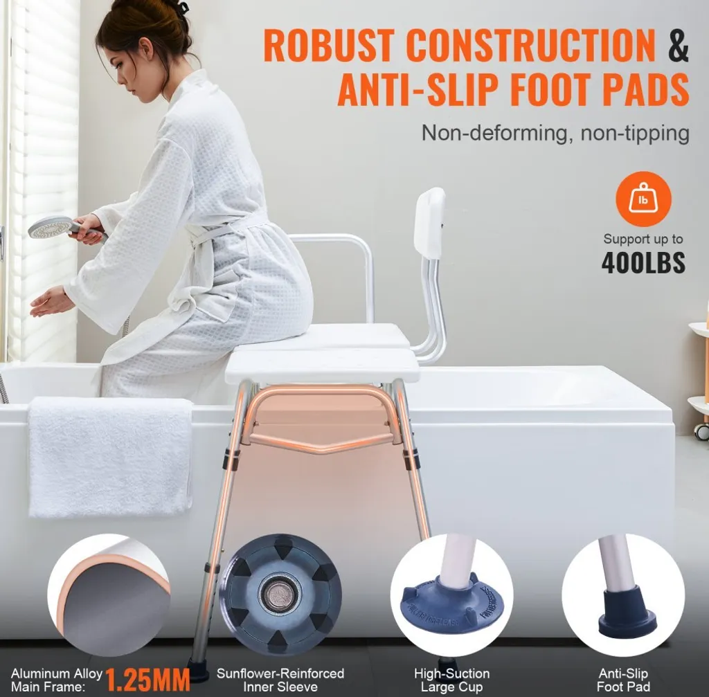 Banc de transfert baignoire anti-chute - Solution douche PMR stable - 3