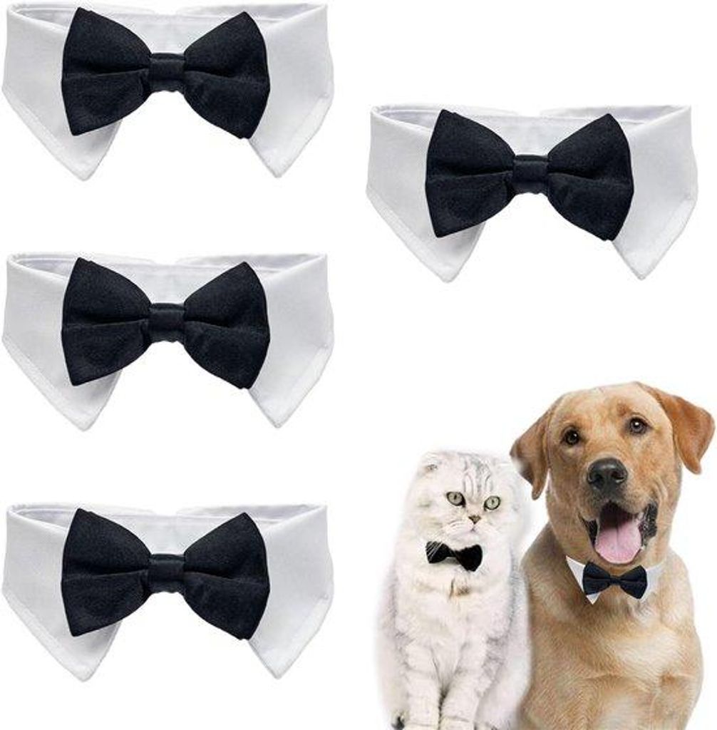 4 Stück Smoking-Halsband - Kat-Hund Vlinder-Das - Feierliche Formelle Halsbänder für Hunde und Katzen - Justierbare Ormali-Smoking-Vlinder-Das f...