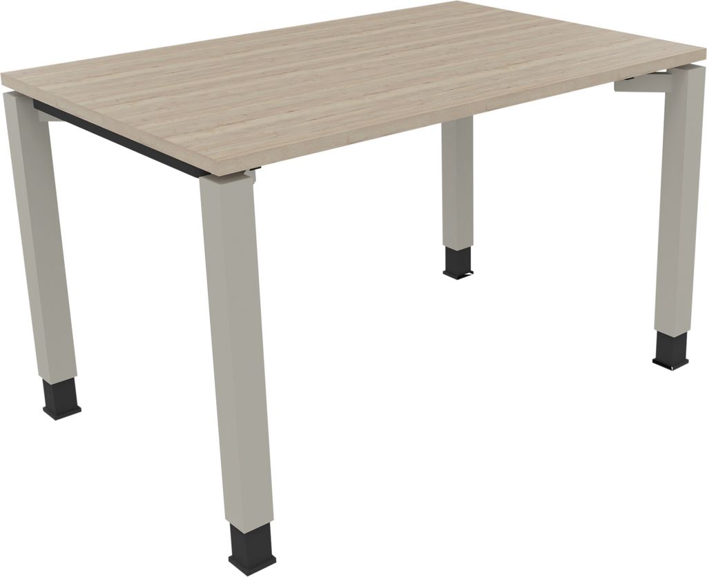 Schreibtisch Vierfuß Quadratrohr B1200xT800xH680-820 si/Eiche Natur