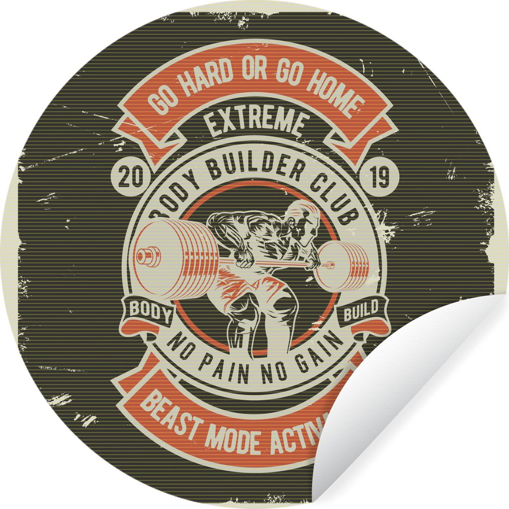 MuchoWow Runde Wandtattoo - Wandsticker Tapete Aufkleber Mancave - Gewichte - Sport - Vintage Ø 30 cm Selbstklebend und Repositionierbar - Wanda...