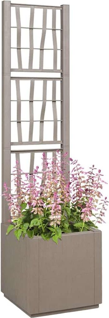 vidaXL Gartenpflanzer mit Gitter Hellbraun 36 x 36 x 140 cm PP
