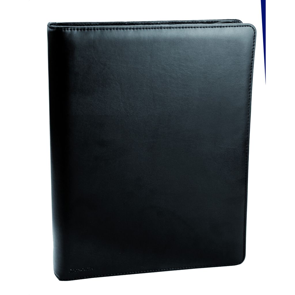 Monolith Presentationstmappe A4 - Schreibmappe - Leder Optik - Schwarz - Kunstleder Body - 345 mm Höhe x 275 mm Breite x 40 mm Tiefe