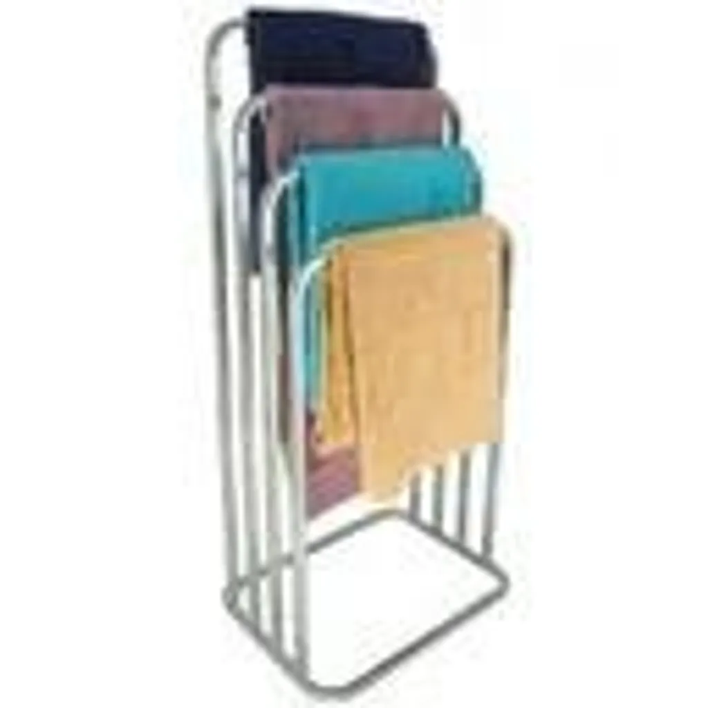 Porte-serviettes 4 bras métal argent pour optimiser le séchage du linge