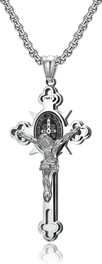 Collana con croce in acciaio inossidabile 316L per uomo, ciondolo