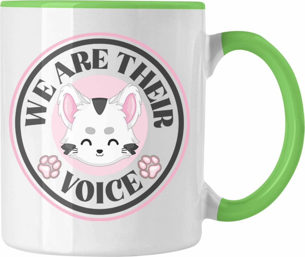 Trendation - Veganer Tasse Geschenk We Are Their Voice Statement Vegetarier Geschenkidee Tierschutz Tierschützer (Grün)