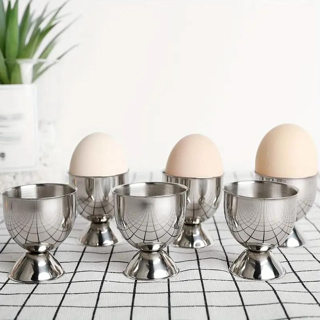 Eierbecher Edelstahl 6er Set 5,3 cm hoch 4,8 cm Durchmesser Produktbild 