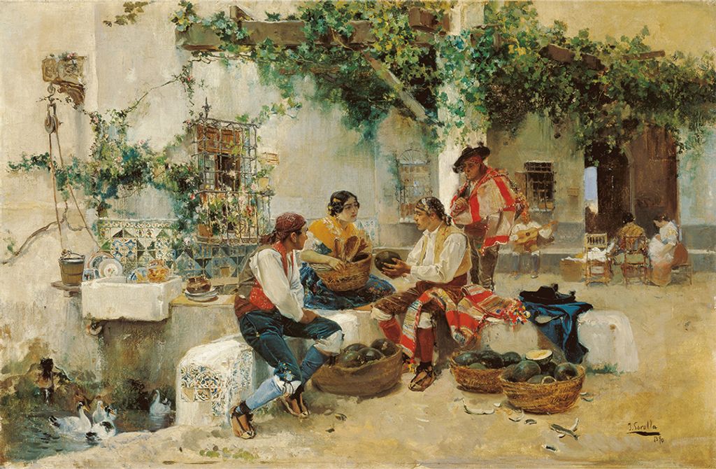 Legendarte - Kunstdruck auf Leinwand - Verkauf Von Melonen - Joaquin Sorolla - Wanddeko, Canvas cm. 60x90