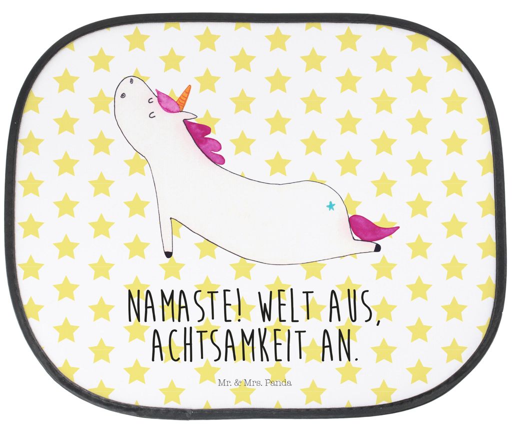 Mr. & Mrs. Panda Sonnenblende Auto Einhorn Yoga - Weiß - Geschenk, blendschutz, Namaste, Einhörner, seitenfenster sonnenschutz, Autoscheiben, Spo...