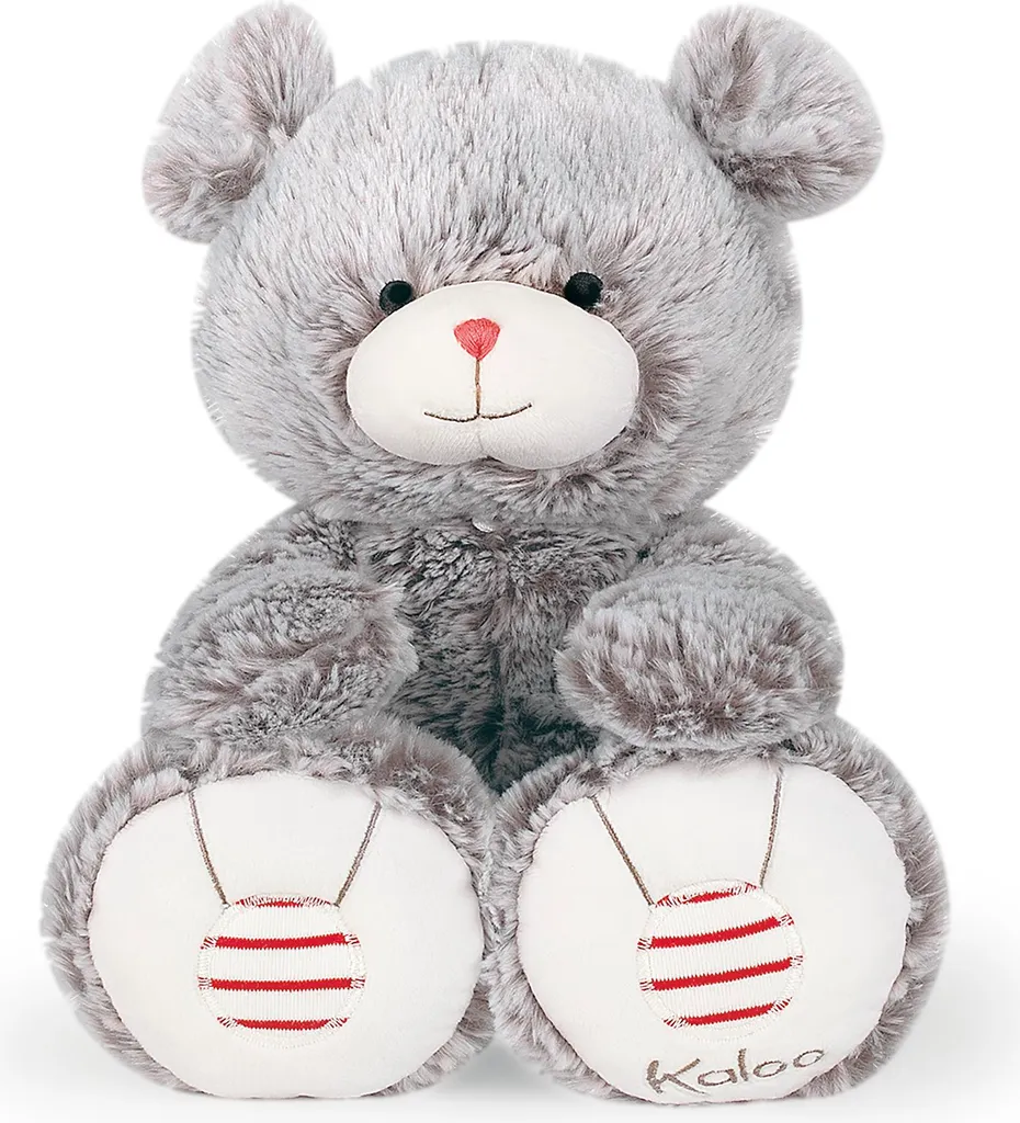 Peluche Ours Kaloo Gris 38 cm - Anti-Allergène et Facile à Nettoyer