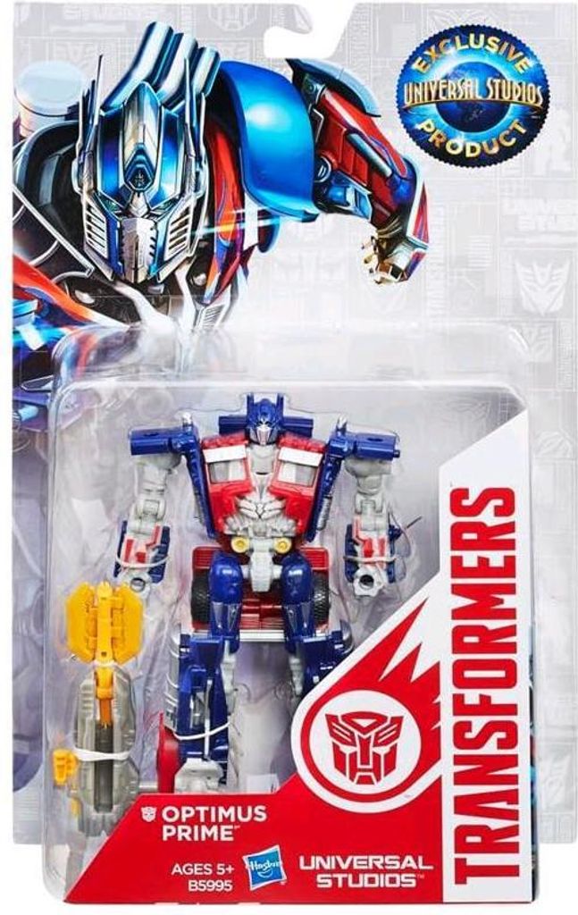 A Transformers Optimus Prime action figure in its retail packaging.