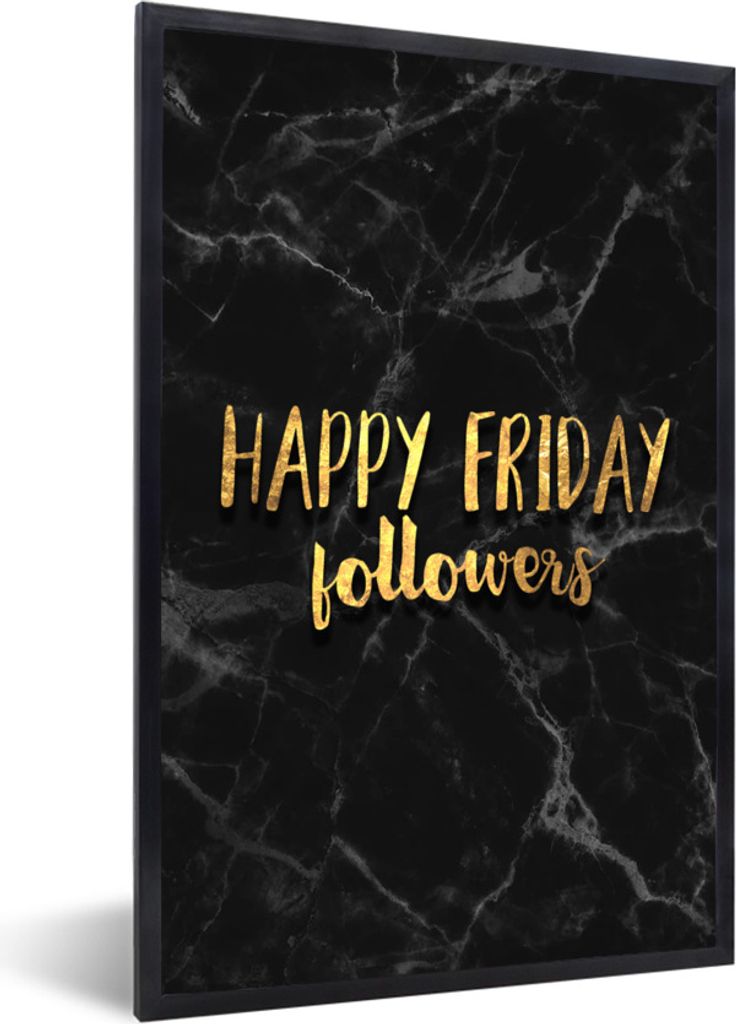 MuchoWow Gerahmtes Poster Wochenende - Soziale Medien - Gold - Marmor 60x90 cm - Poster mit Schwarzem Bilderrahmen Wandposter Rahmen Foto Bilder ...