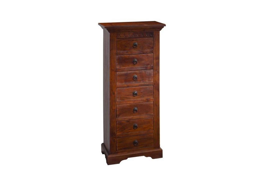 MASSIVMOEBEL24 Kommode Akazie 47x43x112 nougat lackiert OXFORD #523