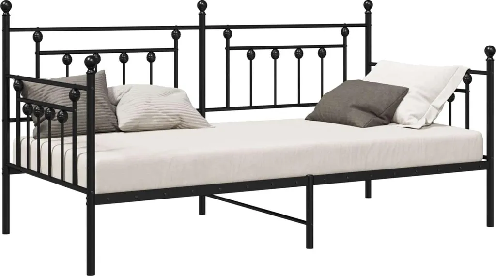 Banquette lit de jour en métal noir 107 x 203 cm pour chambre d'ami
