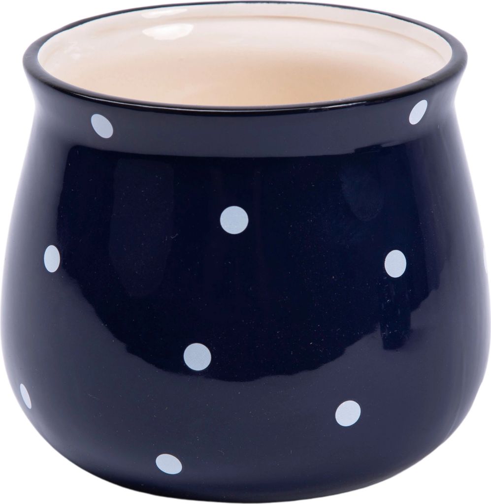 Keramikgehäuse retro navy blau gepunktet 13 cm Produktbild 