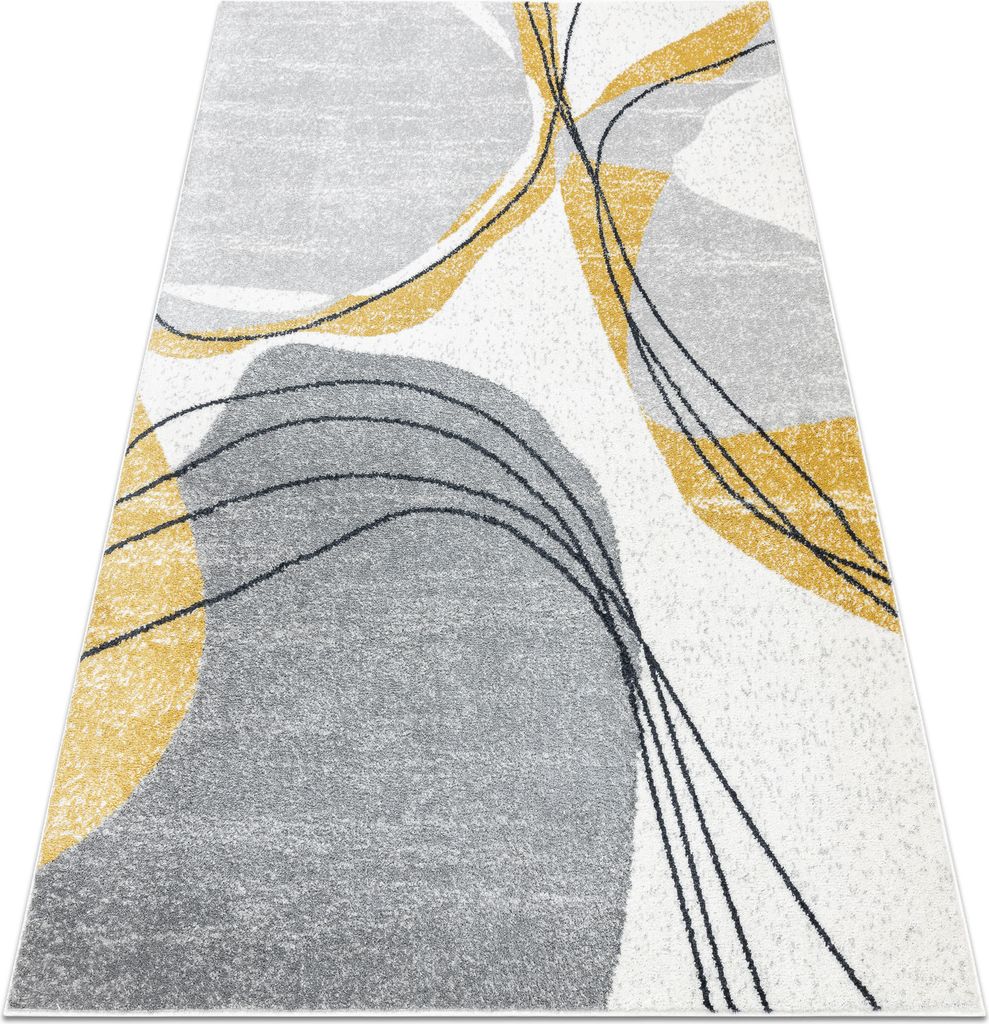 Teppich FUSION 5868 weiß / gelb - Linien, modern, abstrakt Gelb 160x220 cm