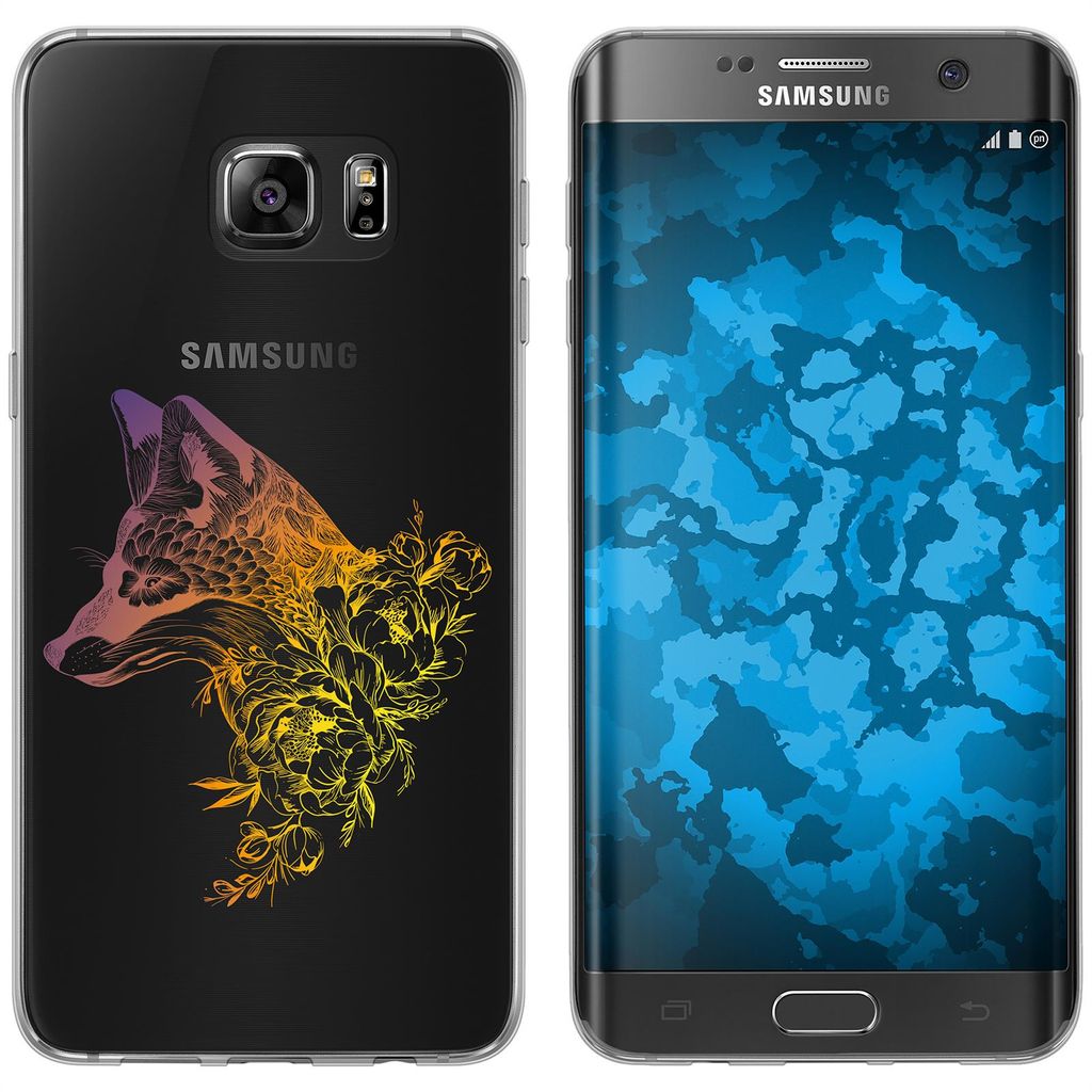 PhoneNatic Case kompatibel mit Samsung Galaxy S7 Edge Silikon-Hülle Floral Fuchs M1-3