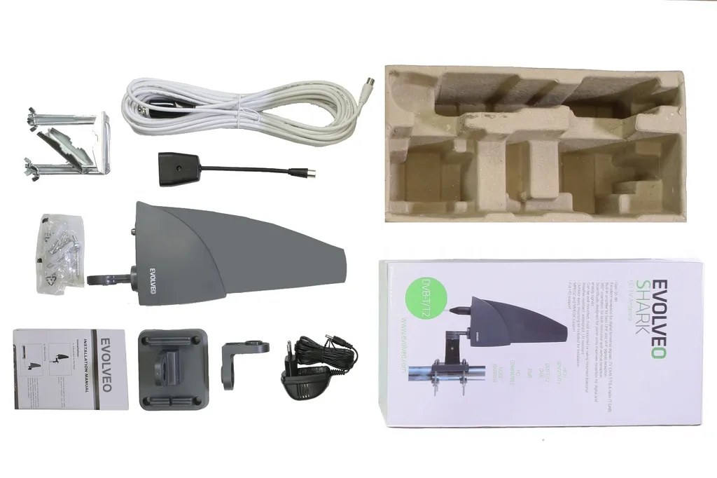 EVOLVEO Shark 35dB Antenne Extérieure Active DVB-T2 LTE Ready Blanche