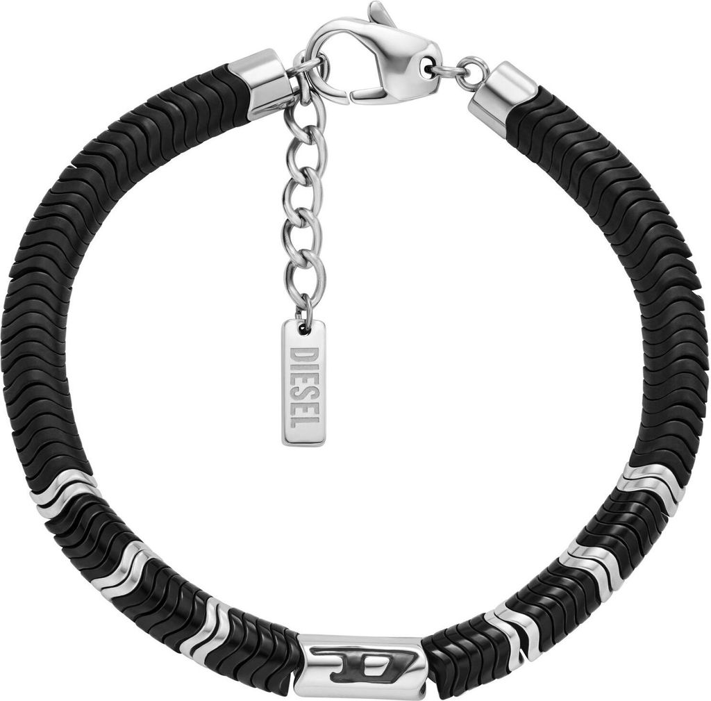 Diesel DX1574931 Herren Armband Edelstahl Silber Schwarz 20,5 cm