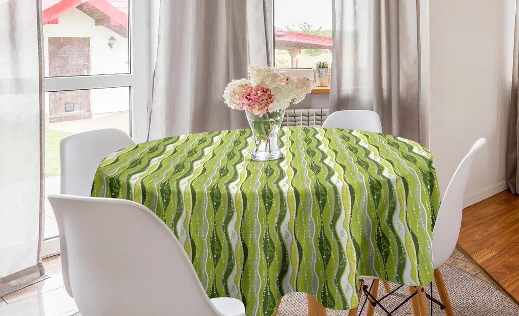 Tovaglia Circolare ABAKUHAUS 150cm Verde Foglie - Design Moderno