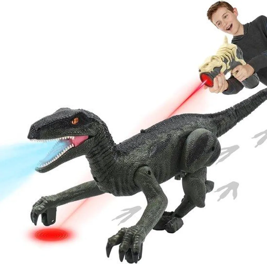 Dinosaure électrique télécommandé avec rugissement et éclairage LED
