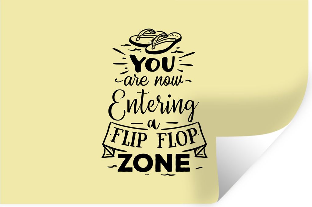 MuchoWow Wandtattoo Wandsticker Wandaufkleber Sommer - Pantoffeln - Gelb 120x80 cm Selbstklebend und Repositionierbar - Selbstklebend - Fototapeten